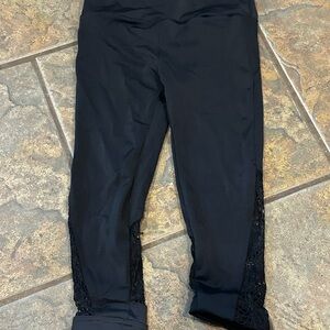 Balera Black Kids Leggings with Lace Accents